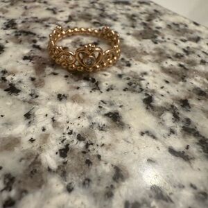 Elegant Gold Ring with Crystal Accent princess ring Pandora
